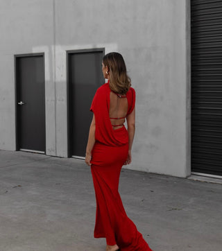 NEON MAXI DRESS IN RED