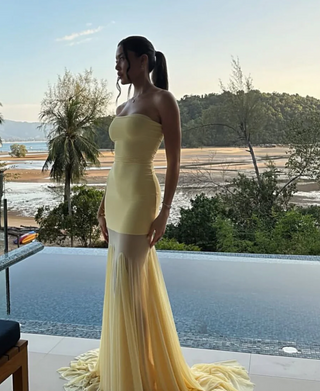 Dahlia strapless butter Gown